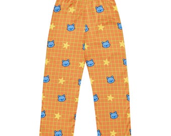 キャッツ・アンド・スターズ パジャマパンツ | レディース パジャマパンツ | Kポップ風オレンジパジャマパンツ