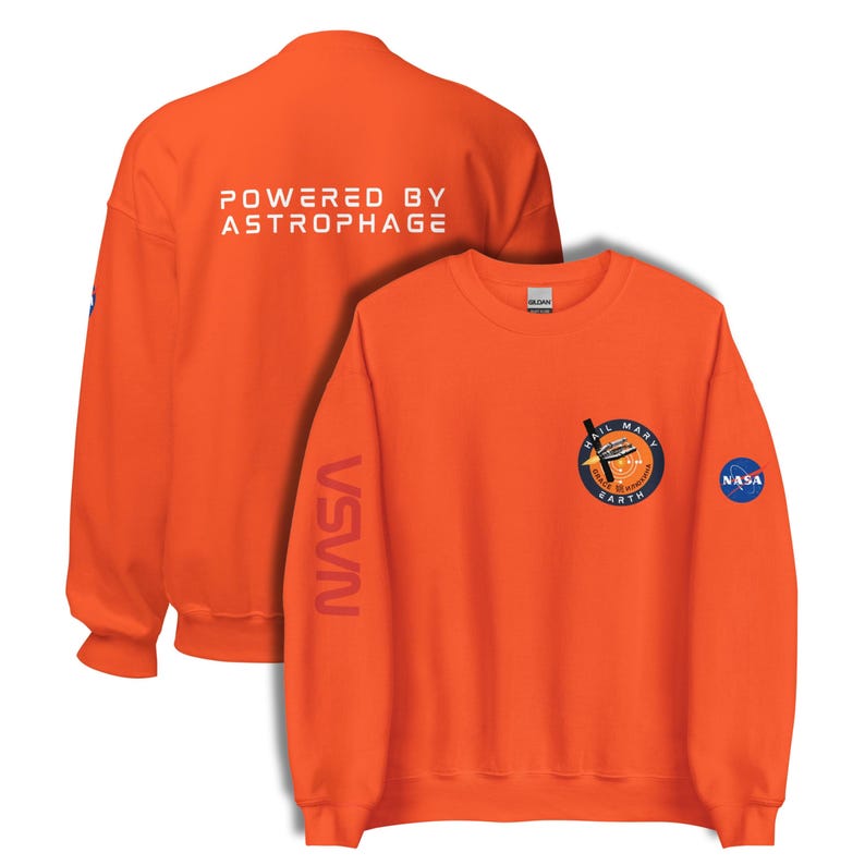 Project Hail Mary Inspired Ultimate Mission Crew Sweatshirt | Mission Patch, NASA Logos, Powered By Astrophage | Rocky Grace Space Sweater image 5