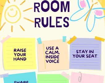 Customizable Room Rules Sign for Classrooms, Therapy Rooms, Children, Teachers, Therapists