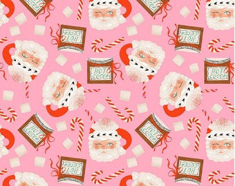 FABRIC Dear Stella SANTA Mugs Holly Jolly HOLIDAY Christmas