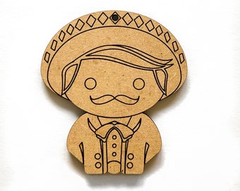 Nice Cosas El MARIACHI DIY Wood Blank Ornament MDF Craft 3 Inch