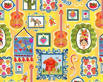 Michael Miller La Vida LOCA CASITA FABRIC Yellow
