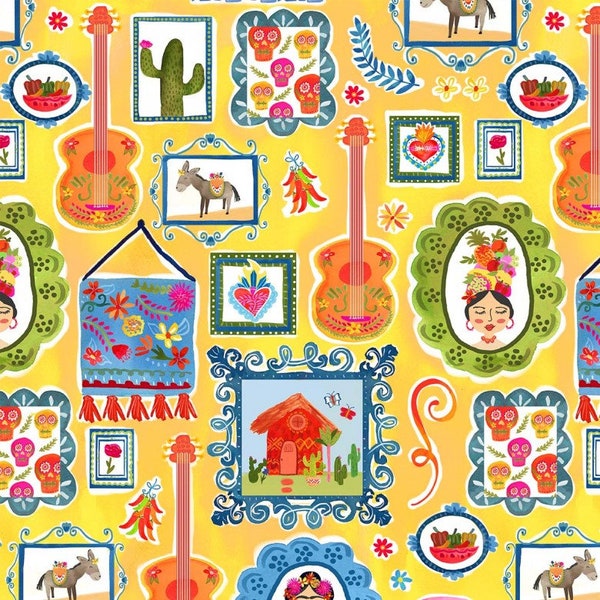 Michael Miller La Vida LOCA CASITA FABRIC Yellow