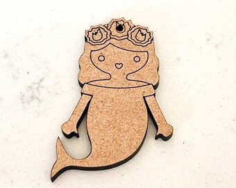 Nice Cosas Sirenita MERMAID DIY Wood Blank MDF Craft 2 Inch