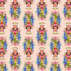 Dear Stella FRIDA BUST Fabric Salmon