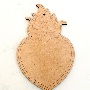 Nice Cosas Corazon Sagrado HEART Ornament DIY Wood Blank MDF Craft 7 Inch