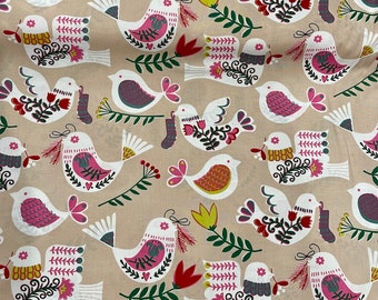 Alexander Henry WINTER PARTRIDGE Christmas Holiday FABRIC Stone