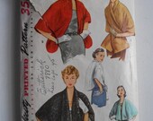 Vintage 1950s Shawl Collar Stole, Front Wrap Cape, Open Tuxedo Front Caplet Sewing Pattern Simplicity 4477 Size Large 20 - 40 Bust 38 40