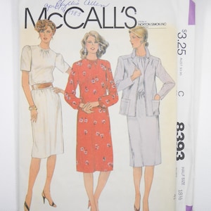 May include: A vintage McCall's sewing pattern for a dress and jacket. The pattern is for half sizes 18 1/2 and 42. The pattern is from Norton Simon Inc. and costs $3.25.