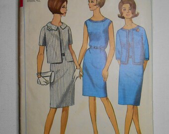 Vintage 60s Sleeveless Summer Shift Dress, Short Open Front Jacket, Evening Cocktail Sewing Pattern Simplicity 6461 Size 40 Bust 42 Waist 34