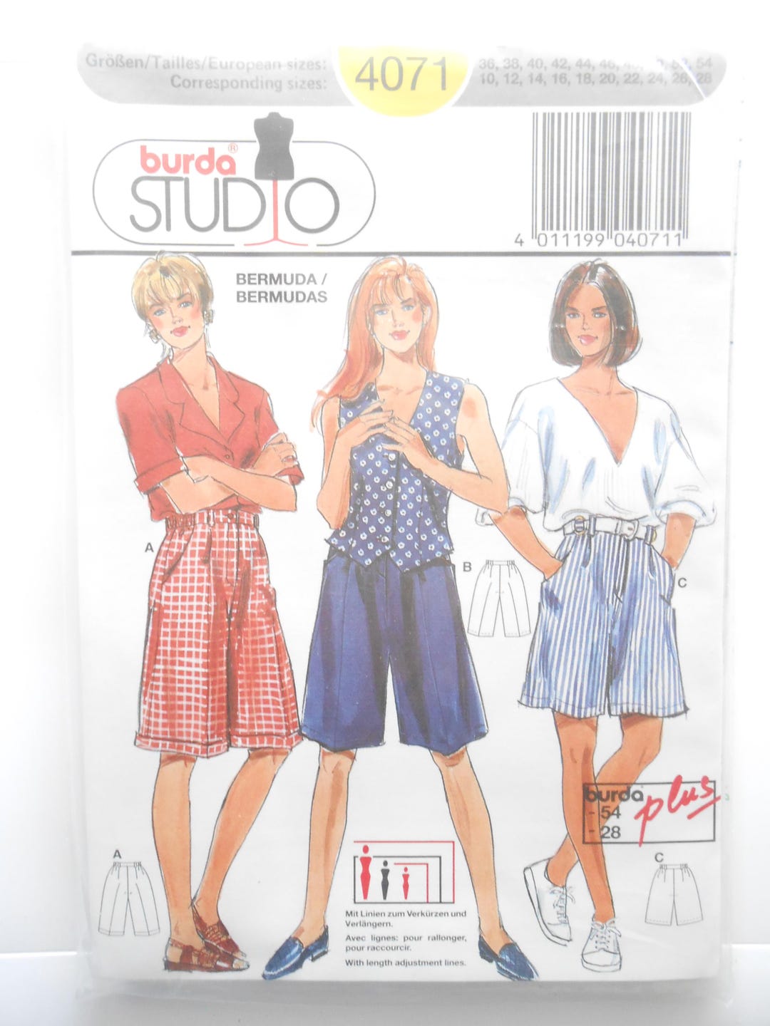 Burda 4071 Bermuda Shorts Sewing Pattern: UNCUT, Size 10-28 - Etsy