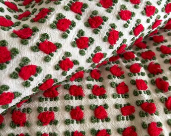 Vintage RED Morgan Jones Rosebud Fabric Ver Rare Christmas Red Crafts