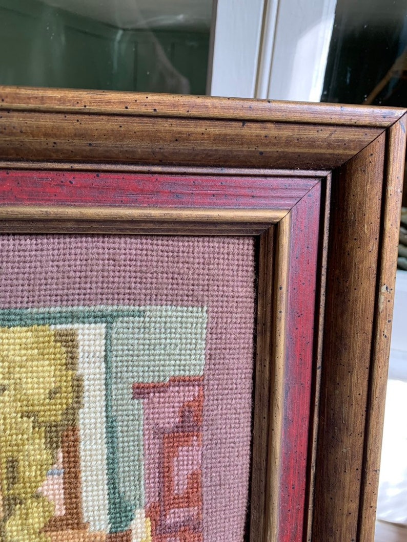 Vintage Weavers Weaving Needlework Tapestry Framed Needlepoint Women Studio