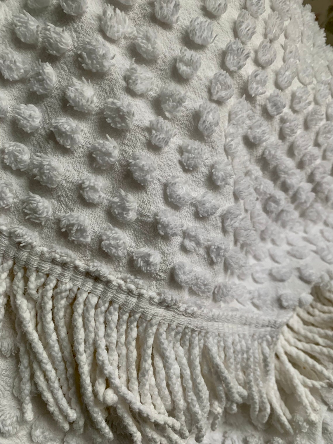 Vintage White Popcorn Tufts Chenille Bedspread Textiles BOHO Etsy