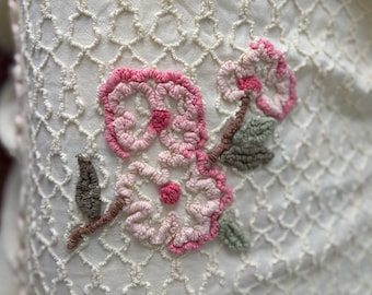 Vintage Bedspread Cutter Butter Yellow Floral Chenille Cottagecore Bedding grandmillenial