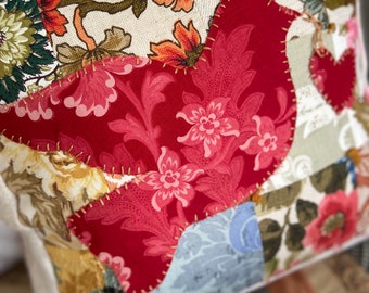 Vintage Patchwork Fabric Love Handmade Pillow Peace Dove Bird French Textiles Farmhouse Cottage