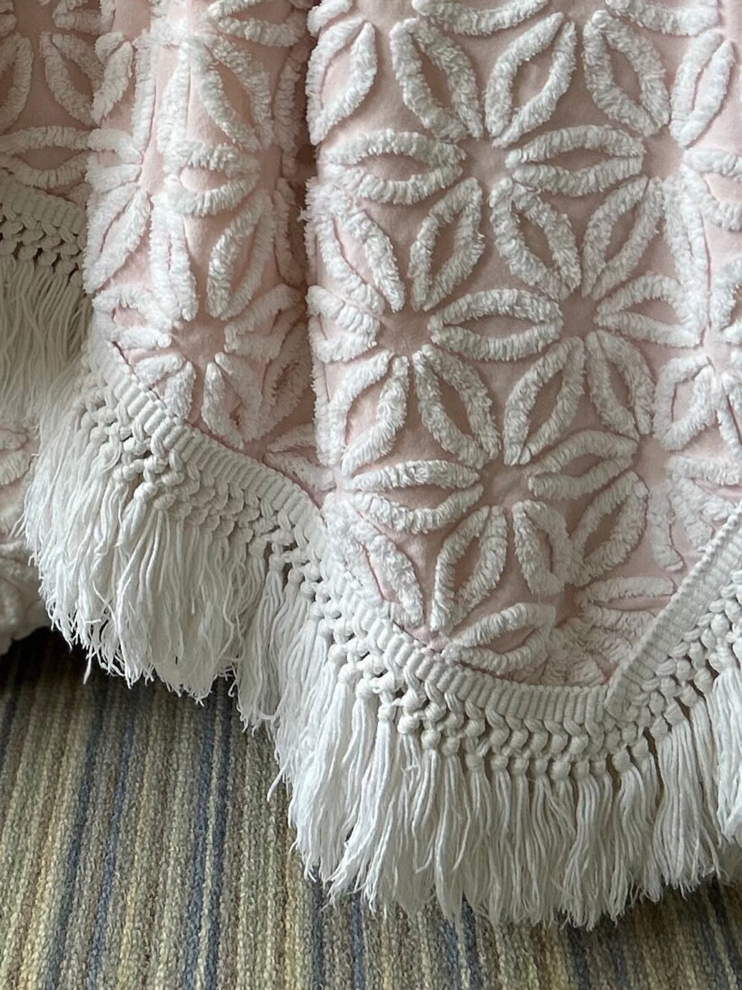 Vintage White Bedspread Fringe Macramé Trim Etsy