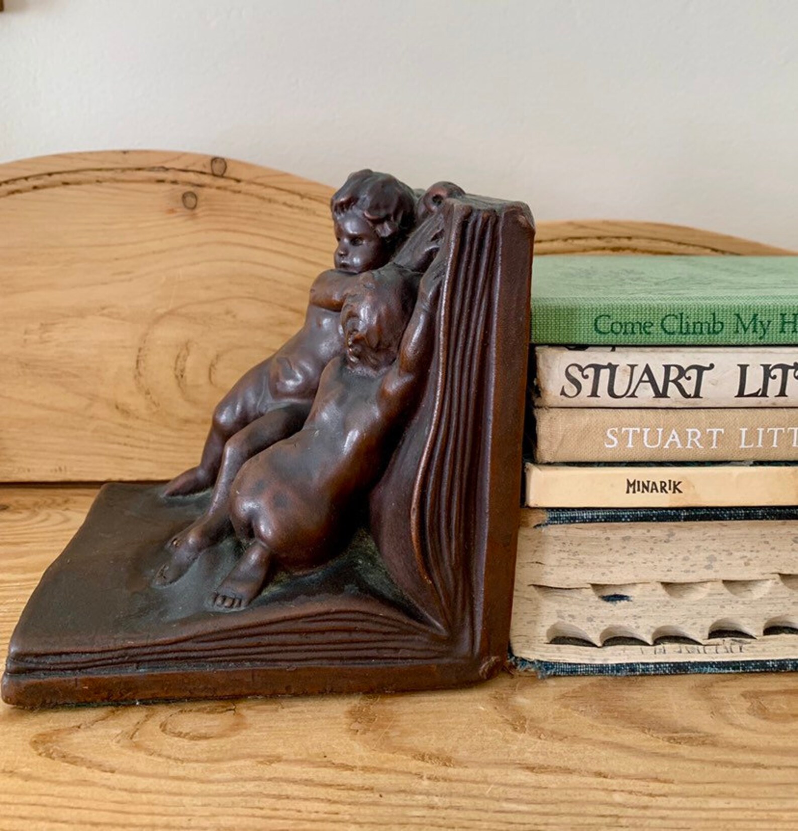 Vintage Antique Bronze Bookend Cherubs Books c 1910 Kathodian Etsy