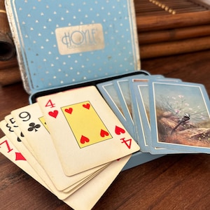 Vintage Hotle Tin Decks of Cards Birds cardinals Chickadees Game Night Great Christmas Gift