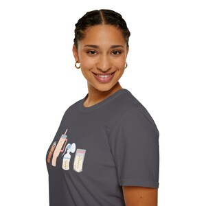Breast Pumping Life Essentials Shirt Stanley Tumbler Iced Coffee Baby Milk Breastfeeding Tee Logo Icons T-Shirt