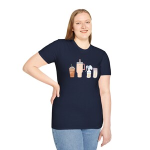Breast Pumping Life Essentials Shirt Stanley Tumbler Iced Coffee Baby Milk Breastfeeding Tee Logo Icons T-Shirt
