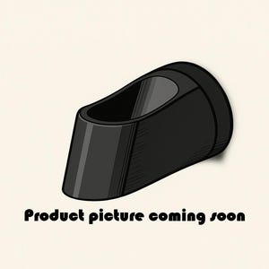 Könnte beinhalten: Ein schwarzes, stilisiertes Objekt mit gewölbter Oberseite und rechteckiger Basis, vor cremefarbenem Hintergrund. Der Text "Product picture coming soon" ist darunter in schwarzer Schrift dargestellt.