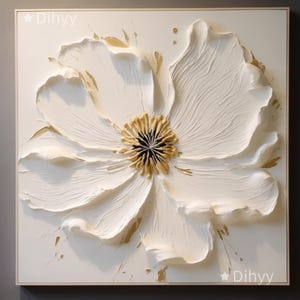 Grande peinture à l'huile sur toile de fleurs 3D, peinture de fleurs texturée originale, art moderne peint à la main, art mural floral texture 3D, décoration de salon