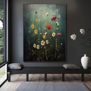 Art mural texturé original de fleurs 3D abstrait peinture florale verte et blanche sur toile tendance art mural salon art de paysage naturel unique