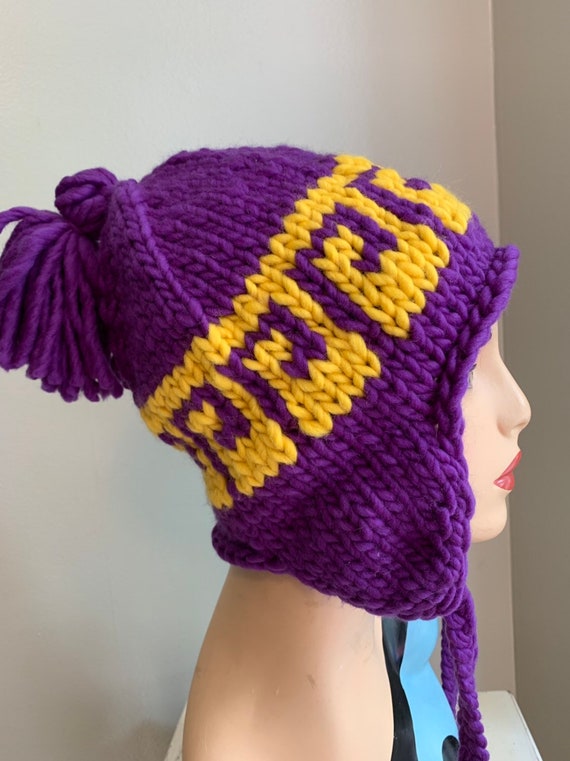 Knit Hat - Earflap Hat - Purple 