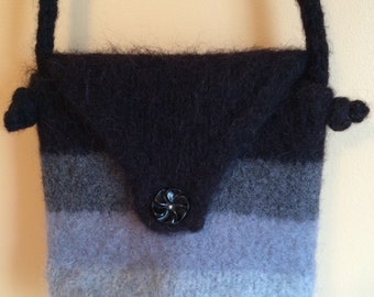 Gray Knit Purse - Knit Purse - Felted Purse - Gray Purse - Handmade - Across the Chest - Shoulder Bag - Button Purse