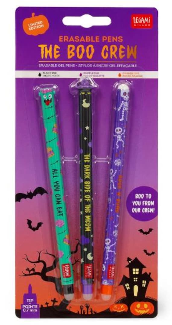 Lot De 8 Stylos Gel Effaçables Halloween - Encre Thermosensible 0.7 Mm, Motifs Animaux Mignons