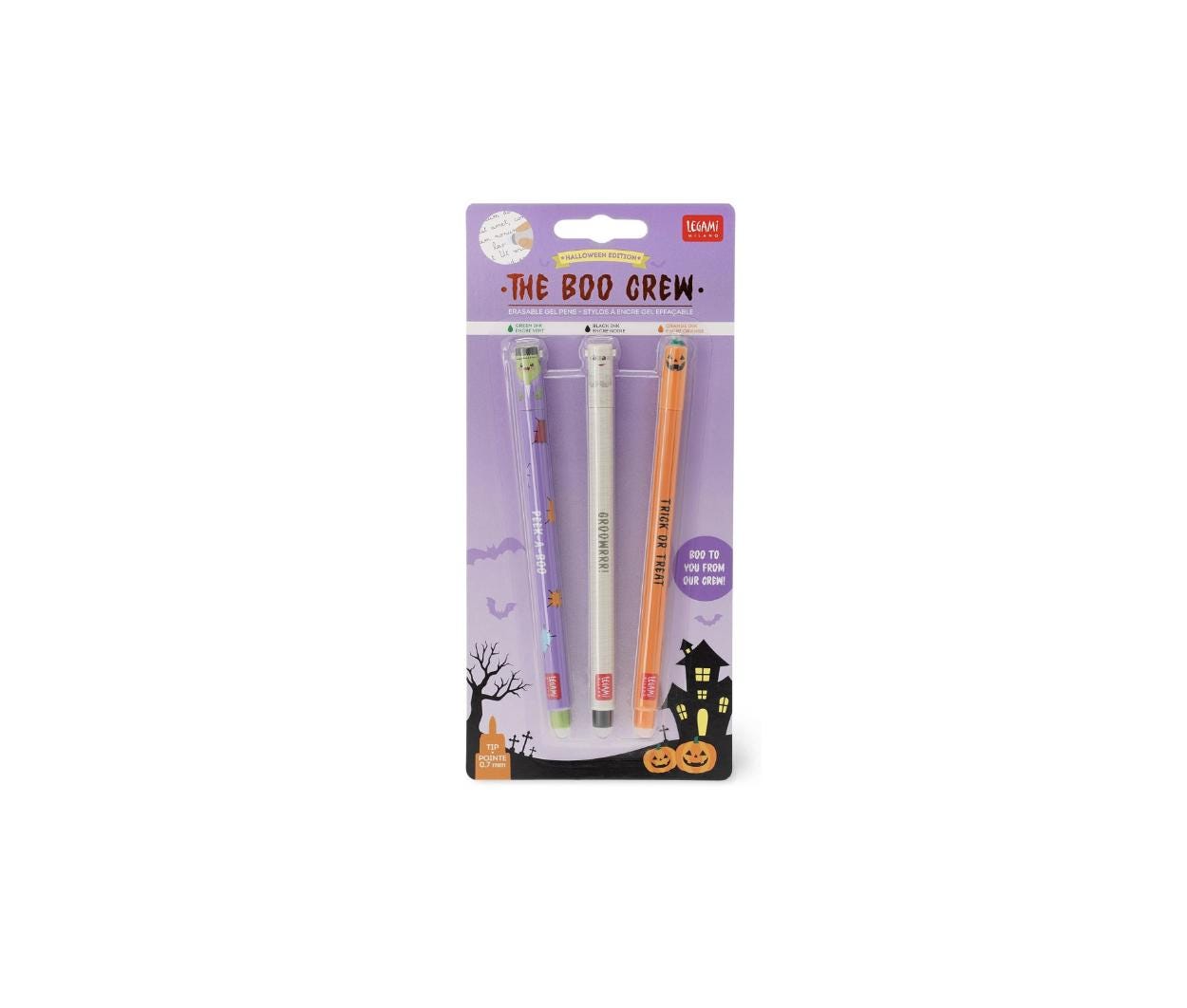 Trousse Silicone + 18 Stylos Gel Effaçables - Set Halloween Design Kawaii - Pour école, Bureau, Cadeau