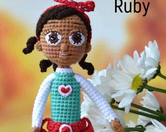 Muñeca Ruby, Rusty Rivets, Muñeca de crochet, Muñeca de dibujos animados, Muñeca personalizada, Muñeca de peluche de crochet, Inspirada en películas