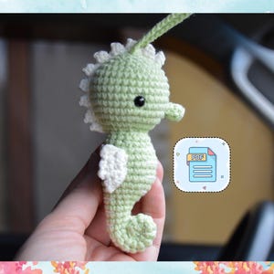 Sea horse Mirror Hanging Accessory,CROCHET PATTERN,Crochet Keychain,Car gift,Handmade Crochet Sea horse,Tutorial Pattern Crochet Sea horse