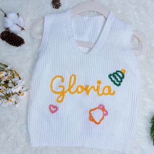 Chaleco de punto con nombre para bebé, chaleco para bebé, chaleco para recién nacido, chaleco con nombre para bebé, chaleco tipo suéter para bebé o niño pequeño