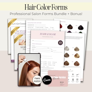 Hair Color Consultation Forms Editable Hairstylist Client Intake Form Beauty Salon Services Agreement and Consent