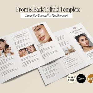 Luxury Esthetician Brochure Template, Canva Minimalist Trifold Template, Permanent Makeup Brow Business, Lip Blushing, Microblading, Microshading,