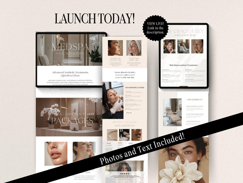 luxury website, medspa templates, beauty canva website