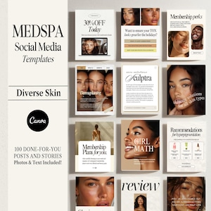 Medspa Instagram Social Media Templates Aesthetics Skincare Med Spa Bundle Botox and Filler Template Nurse Injector Post Esthetician Posting