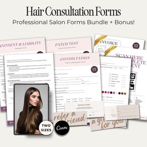 Consultation Form Hairstylist Client Intake Hair Color Consent Waiver Patch Test Beauty Salon Template Hairdressing Forms Bundle Hairstyling