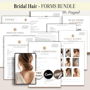 Bridal Hair Contract Wedding Hairstyling Agreement Template Bridal Hair Services Beauty Salon Wedding Client Intake Form Terms and Condition
