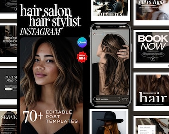 Hair Stylist Instagram Templates, Hair Salon Social Media, Hair Salon Posts, Hair Instagram, Hairstylist Canva Templates, Salon Marketing