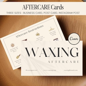 Wachsbehandlung und Haar entfernen Nachsorge Karte Vorlage Druckbare Wachs Nachsorge Anleitung Bearbeitbare Beauty Waxing Salon Pflege Karten