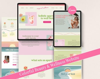Esthetician Website Template Luxury Skincare and Beauty Website Design for Aesthetics Medspa Editable in Canva