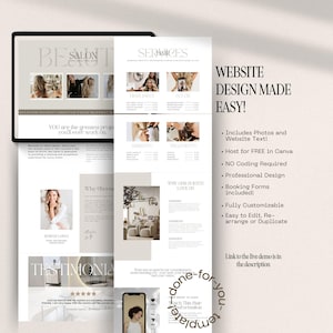 Canva Website Template, Hair Salon Templates, hairstylist website