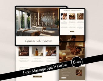 Modelo de site de spa de luxo, design de site para massoterapeutas, site de reservas para spa de bem-estar de luxo, editável no Canva.