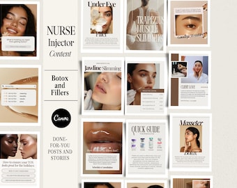 Botox and Lip Filler Post Templates Medspa Instagram Template Bundle Aesthetic Nurse Injector Fillers Post Esthetician Med Spa Social Media