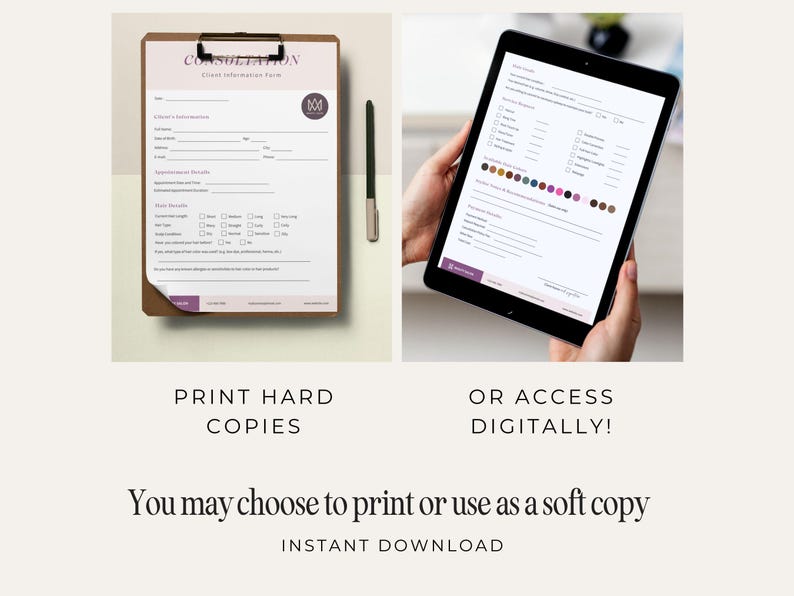 Hair Salon Client Intake Form Hairstylist Client Consultation Form Hairdresser Client Consult Template Form Hair Client Salon Template Form