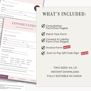 Hair Color Consent Form, Client Intake Form for Salon, Hairstylist Consult Forms, Hairdressing Consultation Forms