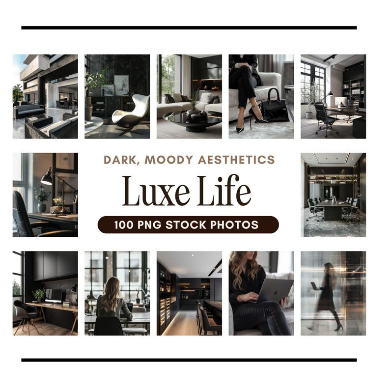 Luxurious Home Office Images, Dark Moody Aesthetics, Faceless Marketing, Done for You, Entrepreneur Photos,